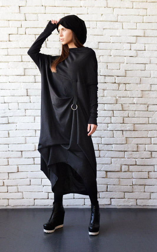 Long Sleeves Kaftan / Oversize Dress / Black Kaftan / Winter Maxi Dress / Maxi Kaftan Dress / Christmas Gift / Witchy Black Dress