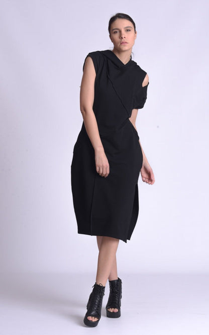 Casual Hooded Knee Length Dress