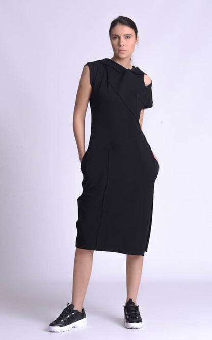 Casual Hooded Knee Length Dress