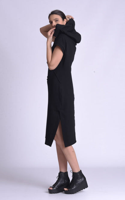 Casual Hooded Knee Length Dress