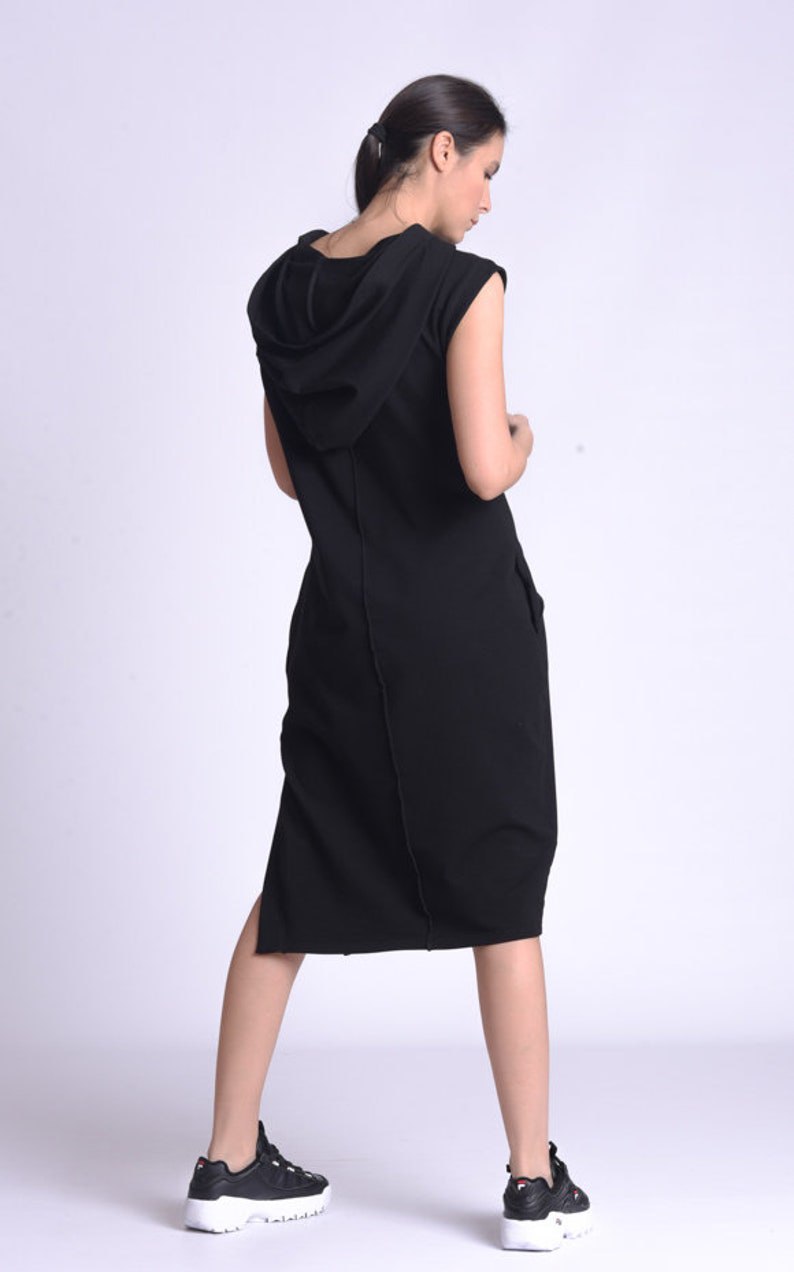 Casual Hooded Knee Length Dress