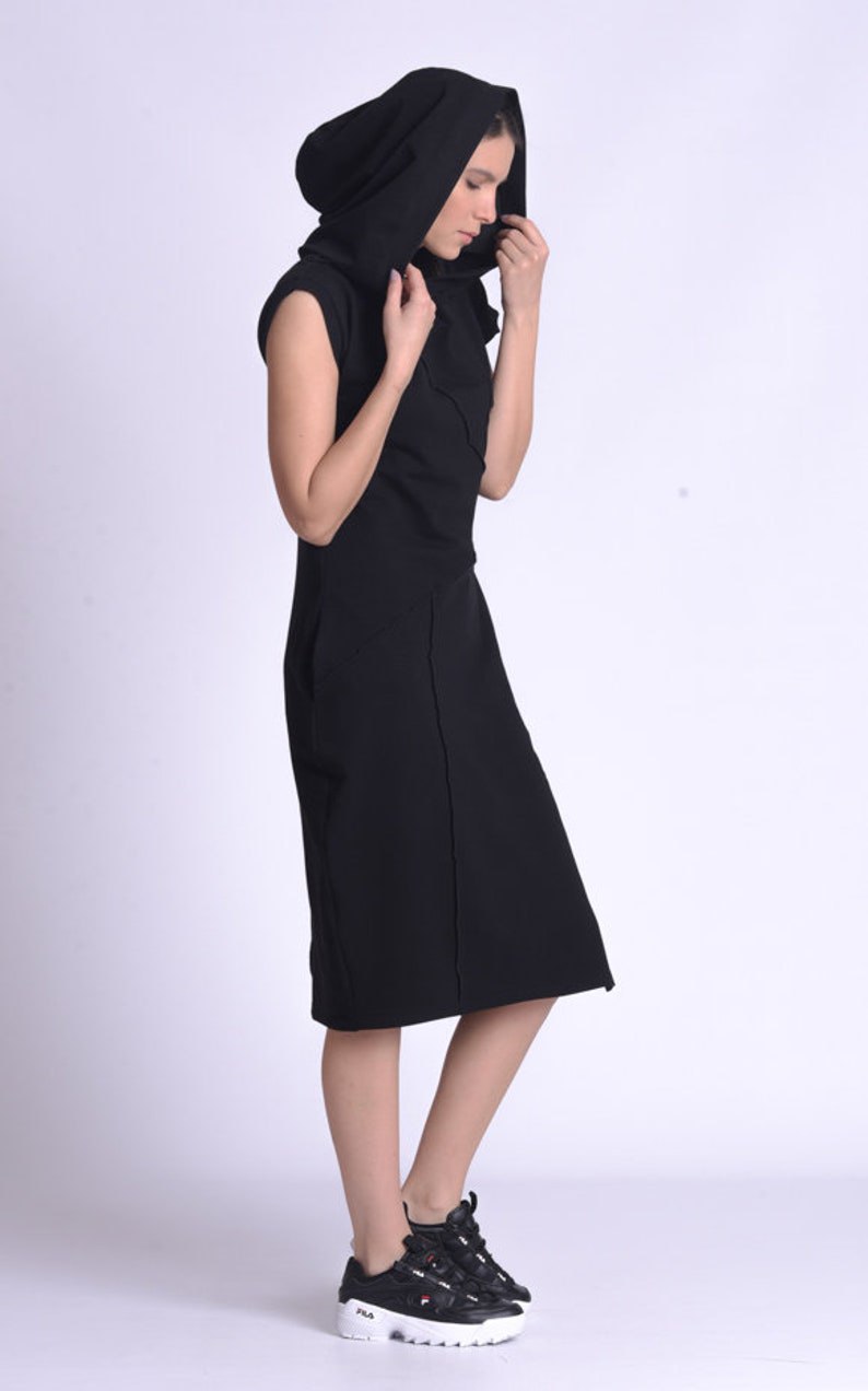 Casual Hooded Knee Length Dress