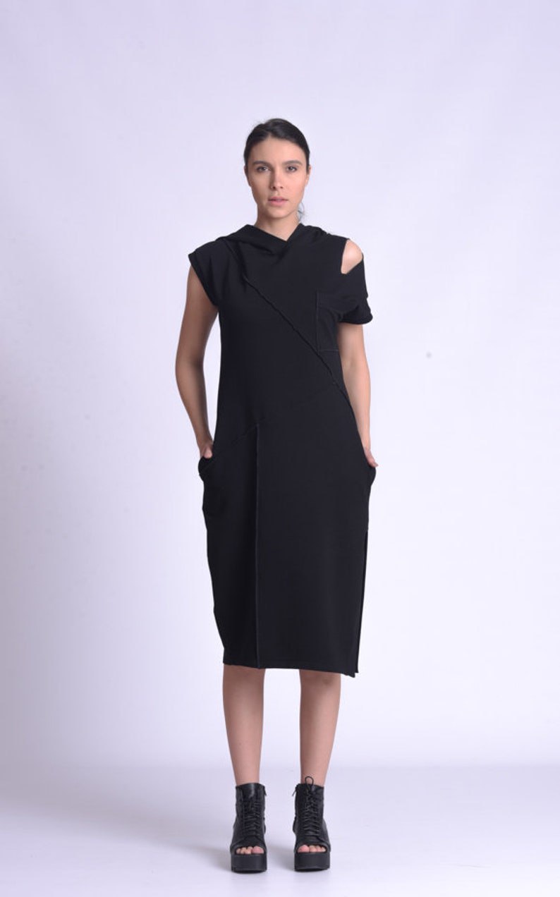 Casual Hooded Knee Length Dress