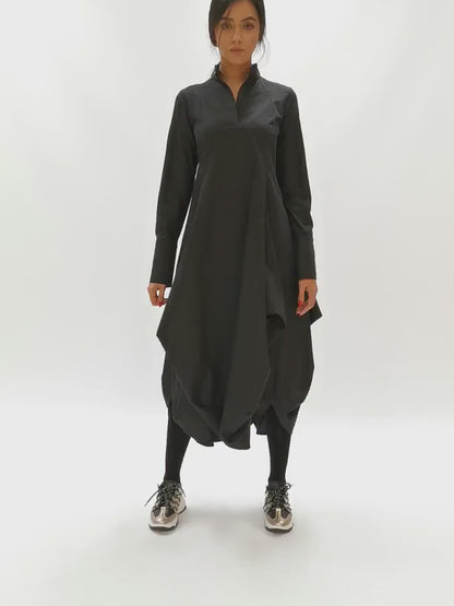 Plus Size Maxi Dress with Sleeve / Oversize Dress / Shirt Dress